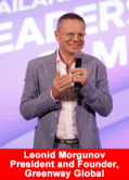 Leonid Morgunov, President and Founder of Greenway Global, speaking at a leadership event