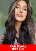 Nikki Ribeiro, MWR Life leader and seven-figure network marketing mentor, with long brunette hair and confident expression.